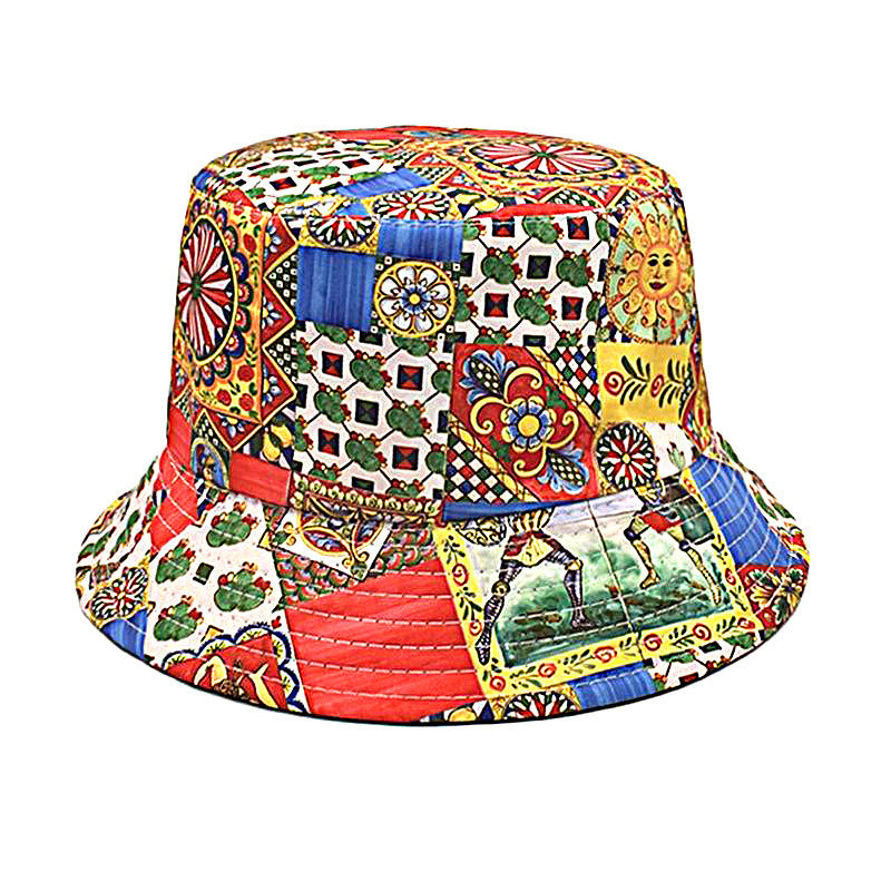 Sombrero de cubo de girasol bohemio de poliéster al por mayor